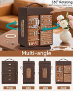 AKOZLIN 360° Rotating Jewelry Box 6-Tier Organizer Functional 360° Rotating Jewelry Storage Case for Women Girls Ring Necklac