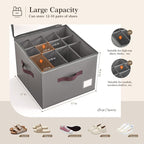 Criusia Shoe Organizer for Closet, 3 Pack Shoe Organizer with Transparent Cover and Sturdy Handles, Closet Shoe Storage for S