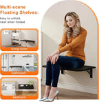 Foldable Floating Wall Shelves 20 inch, Bathroom Shelves Wall Mounted,12" Deep Wood Floating Kitchen shelves,Easy to Install 