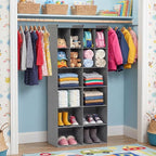 Ofiray-home 6 Tier Hanging Closet Organizer, 16 Compartments Sweater Organizer for Closet with 3 Sturdy Hooks, Closet Organiz