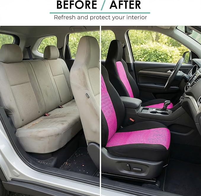 FH Group Automotive Full Car Seat Covers for SUV, Trucks, Sedan and More - Universal Fit Front High Back & Rear Solid Bench D