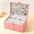 BOOVO Earring Jewelry Box For Women Girl Stud Organizer, 5 Layers Girl Jewelry Organizer Box With Lock Earring Holder Organiz