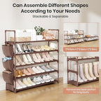 VILICK Shoe Rack for Closet Shoe Organizer Space Saver Storage for 20-25 Pair Shoe Shelf with Hook and Side Pocket Free Stand