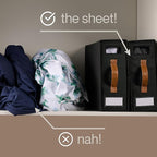 LOFT + IVY Sheet Organizers and Storage – Bed Sheet Holders Box for Linen Closet, Foldable Bedding Storage with Handles, Labe