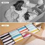 4 Packs T-shirt Drawer Organizers for Clothing,10 Grids Compartment Wardrobe Storage Box, Clothes Organizer for Folded Clothe