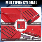 Visor Organizer, Red Sunglass Holder For Car, Sunvisor Organizers with Multiple Pockets and Picture Frame, Essential Car Interior Accessories for Women and Men