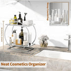 Perfume Organizer for Bedroom Dresser- Sliver Makeup Organizers for Vanity, 2 Tier Bathroom Countertop Organizer Perfume Tray