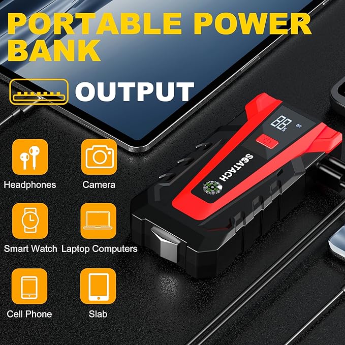 Scatach 3000A Car Battery Jump Starter,12V Jump Starter Battery Pack Portable (up to 9.0L Gasoline and 7.0L Diesel Engine),