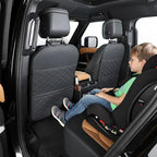 Seat Back Protector + Large Capacity Pocket Storage Organizer,Preventing the Impact of Children Stepping on the Seat Backrest (Black)