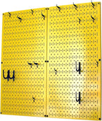 Wall Control Kitchen Pegboard Organizer Pots and Pans Storage Rack Organization Kit with Yellow Pegboard and Black Accessorie