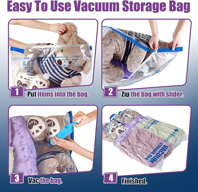 XXL Jumbo 47''X35'' Vacuum Storage Space Bags Extra Large for Blanket Bedding Comforters with Hand Pump (8 Pack)