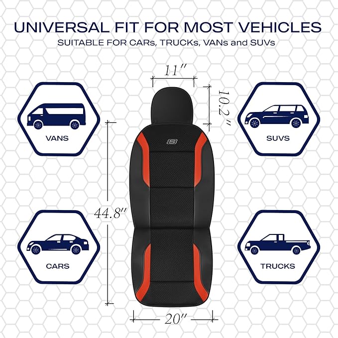Skechers Memory Foam Leather Car Seat Covers, Air Cool Mesh Thick Seat Covers, Car Seat Covers Front Seats, Airbag Compatible