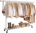 SONGMICS Cabideiro com Rodas, Suporte Resistente para Roupas, Arara Portátil com Barra Extensível, Capacidade de Carga 150 kg