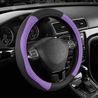 Road Comforts Leather Steering Wheel Cover with Decorative Trim and Piping, Anti-Slip Breathable Design, Fits 14.5–15 Inch Ro