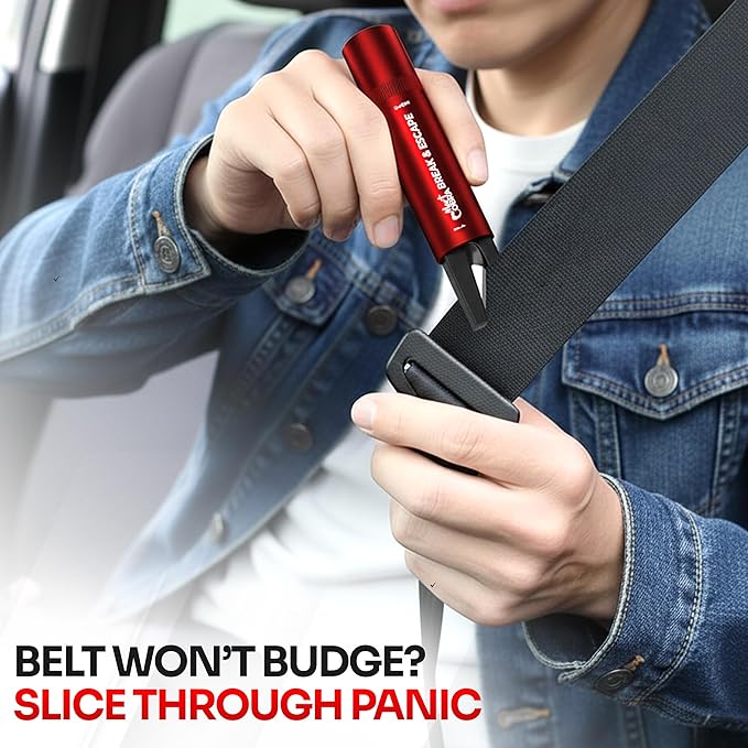 Car Window Breaker Seatbelt Cutter [4 Pack] – Emergency Glass Breaker Tool for Car – 2-in-1 Safety Hammer Life Hammer – Car E