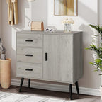Iwell Storage Cabinet with 3 Drawers & Adjustable Shelf, Sideboard Buffet Cabinet, Small Freestanding Floor Storage Unit, for
