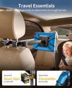 FANGOR Tablet Holder for Car - [3 in 1 Adjustable Extension Arm] Upgraded iPad Holder for car Backseat with Holding Net, Road Trip Essentials for Kids, for 4.7-13" iPad Pro, Air, Mini, Fire HD, Phone