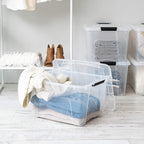 IRIS USA 40 Qt Stackable Plastic Storage Bins with Lids, 4 Pack - BPA-Free, Made in USA - See-Through Organizing Solution, La