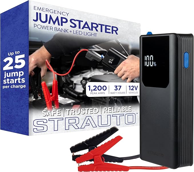 Car Battery Jump Starter, 12V Portable Jump Starter Battery Pack, Jumper Cables, Storage Case, USB-A/USB-C Cable,