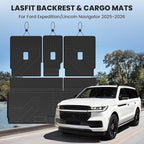 LASFIT Floor Mats&Cargo Backrest Mat for 7&8 Seats Ford Expedition Standard & Lincoln Navigator Standard 2025 2026,Costom Fit All Weather Protection TPE Easy Clean Floor Liners,4pcs.