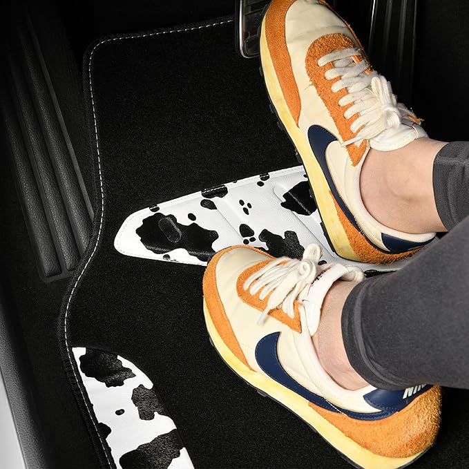 CAR PASS Waterproof Universal 3Pcs Car Floor Mats, Cow Print Car Mats Fit for SUV,Vans,sedans, Trucks,Set of Vehicles Car Car