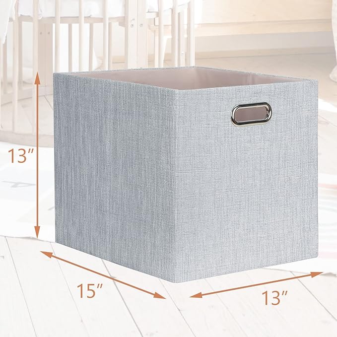 Posprica 13x15x13in Collapsible Storage Bins, Fabric Foldable Cube Storage Boxes, Decorative Storage Baskets Organizer for IK