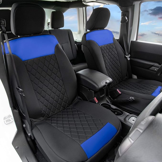 FH Group Car Seat Cover Cushion - 2 Pack Seat Covers for Cars Trucks SUV, Blue Black Neosupreme Car Seat Cushions, Car Seat C