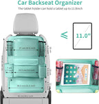 LUCMO Car Backseat Organizer with Touch Screen Tablet Holder,9 Storage Pockets Car Storage Organizer,Protectors Kick Mats Travel Accessories for Kids-Light Blue