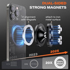 A2C All-Metal Gym Magnetic Phone Holder, High-End Workout Gift for Men Women [Strongest Dual Magnet] Attach to Iron Metal Portable Integrated Gym Phone Mount for iPhone 17 16 15 14 13 12 Series(Black)
