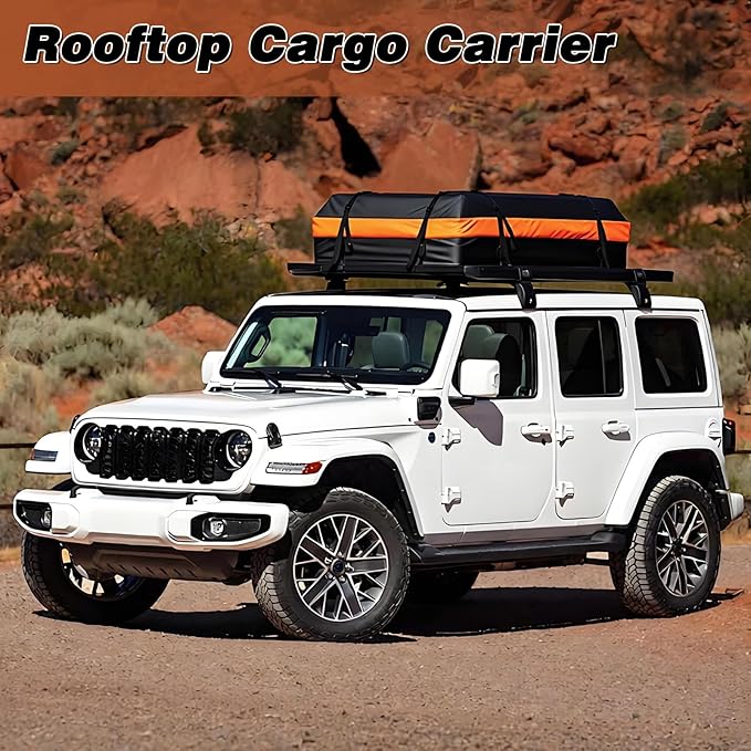 15 Cubic Premium Rooftop Cargo Carrier, Waterproof Car Roof Bag for All Cars with/Without Rack, Heavy Duty Car Roof Cargo Carrier with Anti-Slip Mat, 6 Door Hooks, Luggage Lock