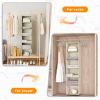 Hanging Closet Organizer, Easy Mount Foldable 6-Shelf Hanging Closet Wardrobe Storage Shelves, Clothes Handbag Shoes Accessor