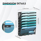 8-Tier Hanging Wall File Organizer with 5 Hooks, Mesh Wall File Holder Vertical Mount Mail Organizer for Papers, Folders, Mag