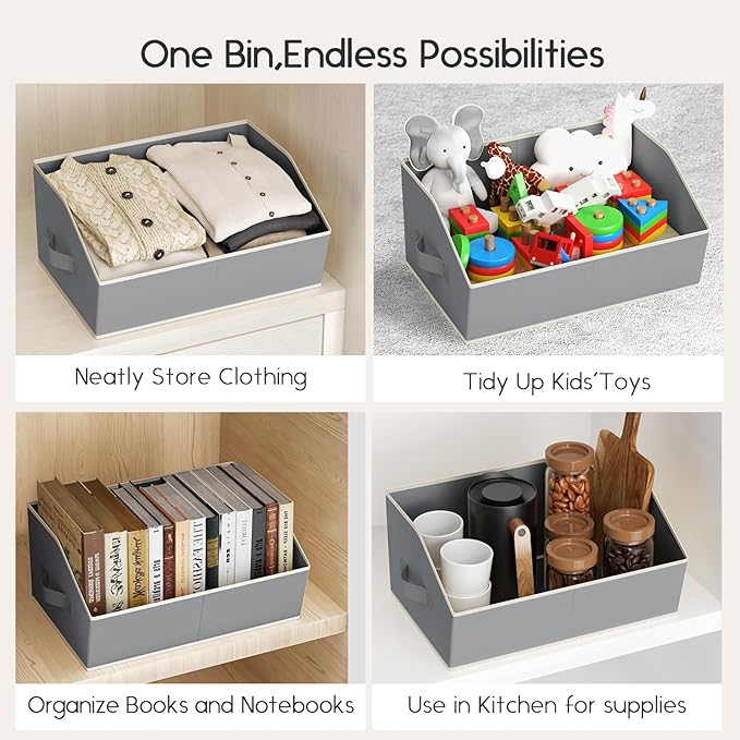 Homsorout Large Closet Organizers and Storage Bins - 8 Pack Trapezoid Storage Baskets for Shelves, Foldable Fabric Baskets wi