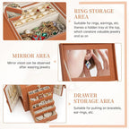 AKOZLIN Jewelry Box Organizer Functional Leather Jewelry Storage Case for Women Girls Ring Necklace Earring Bracelet Holder O