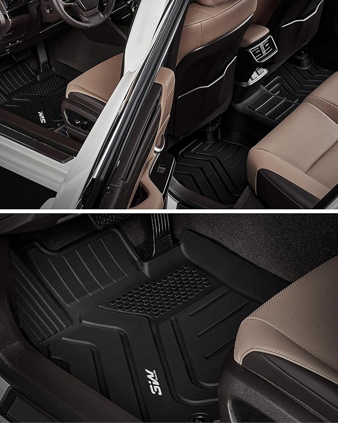 3W Floor Mats (with Carpets) Fit Lexus ES (2019-2024 ES350/ES300h & 2025 ES300h/ES Hybrid), TPE All Weather Custom Fit Floor Liner for Lexus ES 1st and 2nd Row Full Set Car Mats, Black
