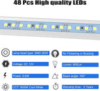 12v LED Interior Light Bar, DC 12 Volt led Strip Lights with Switch and Magnets, 6500K White Light for Enclosed Cargo Trailer Car RV Van Truck Lorry Cabinet Camper Boat Caravan Motorhome 8P