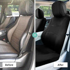FH Group Car Seat Covers Front Set Black Cloth -Seat Covers for Low Back Car Seats with Removable Headrest,Universal Fit,Auto