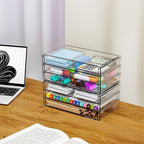 Yieach 2 Pack Acrylic Storage Drawers With 6 Drawers,Stackable Desk Organizer and Makeup Organizer,Large Clear Office Supplie