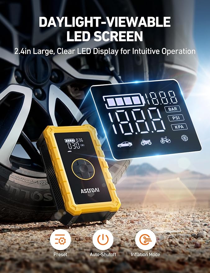 AstroAI S8 Air Jump Starter with Air Compressor,3000A Peak Car Battery Jump Starter Portable (9.0 Gas/6.5L Diesel) with