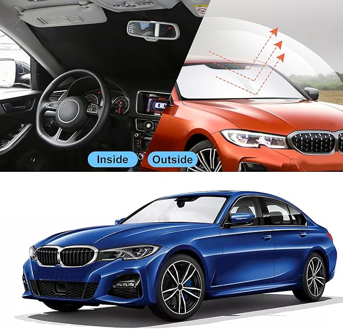 Front Windshield Sun Shade Foldable Car Front Window Sun Shade Windshield Shade Custom Fit for 2013-2018 BMW F30/F31/F80/M3 Block UV Rays Accessories Heat Keep Cooler