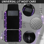 NBTEPEM Bling Car Floor Mats Full Set and Steering Wheel Cover, Universal Fit Most Cars, 4 pcs Sparkle Glitter Diamond Carpet, 5 pcs Bling Car Accessories Set for Women (Purple Violet Diamond)