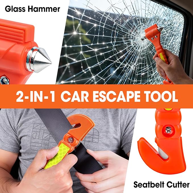 10 Pack Car Safety Hammer, Window Breaker Seatbelt Cutter 2-in-1, Auto Emergency Escape Tool Car Window Breaker Tool, Car Acc