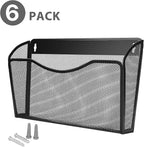 Flexzion Wall Folder File Letter Pocket Holder (6 Pack) Metal Mesh Desk Hanging Basket Box Bin Mail A4 Size Paper Document Or