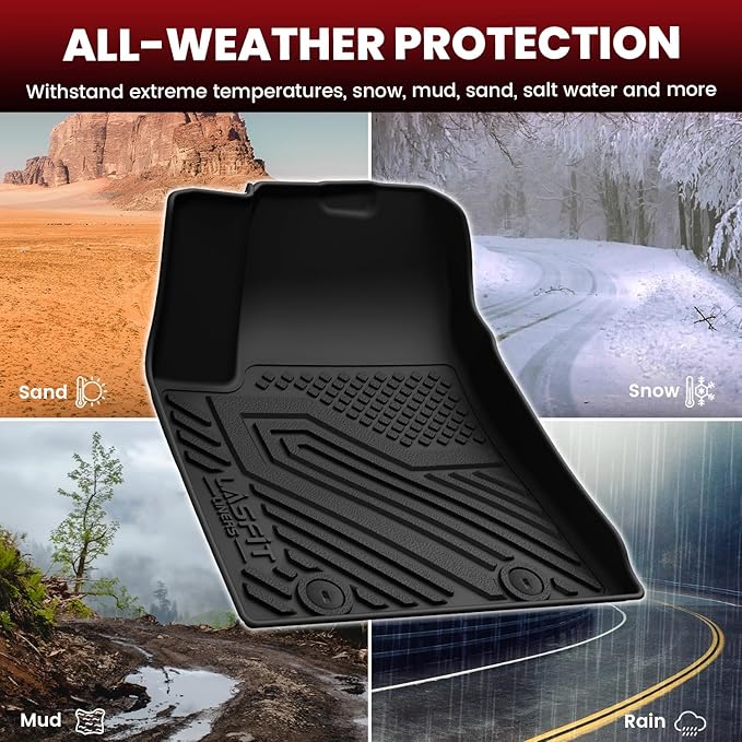 LASFIT Floor Mats & Backrest Mats & Cargo Mat for Hyundai Kona EV Electric 2026 2025 2024 (Not for Gas), All Weather TPE Custom Fit Floor Liners with Full Set Car Mats & Trunk Mats Accessoires, Black