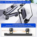 2026 Tablet Holder for Car Headrest 2 Pack [3 in 1 Sturdy Upgrade Extension Arm] 360° Rotating Adjustable for iPad/Phone Headrest Mount, for Most Tablets/Phones, Fit Larger Tablet - Black