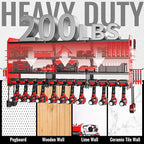 Large Power Tool Organizer Wall Mount-12 Drill Holder, Metal Heavy Duty Garage Tool Storage Shelves with Screwdriver Plier Ho