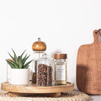 Round Decorative Tray Wood Bathroom Counter Organizer Farmhouse Kitchen Decor Wooden Riser for Soap Dish, Perfume, Candle, Sp