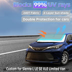 Sun Shade Sunshade for Toyota Sienna 2021-2025 2026 L LE SE XLE Limited Van Windshield Cover, 4-Layers Sun Shield 250T Silver Coating Sun Visor Foldable Window Shade Blocks UV Rays Car Accessories