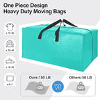 6 Pack Heavy Duty Extra Large Moving Bags W/Backpack Straps - Strong Handles & Zippers, Storage Totes For Space Saving, Fold 