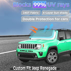 Sun Shade Sunshade for Jeep Renegade 2015-2024 Windshield Cover, 4-Layers Sun Shield 250T Silver Sun Visor Foldable Front Window Shade Blocks UV Rays Car Accessories